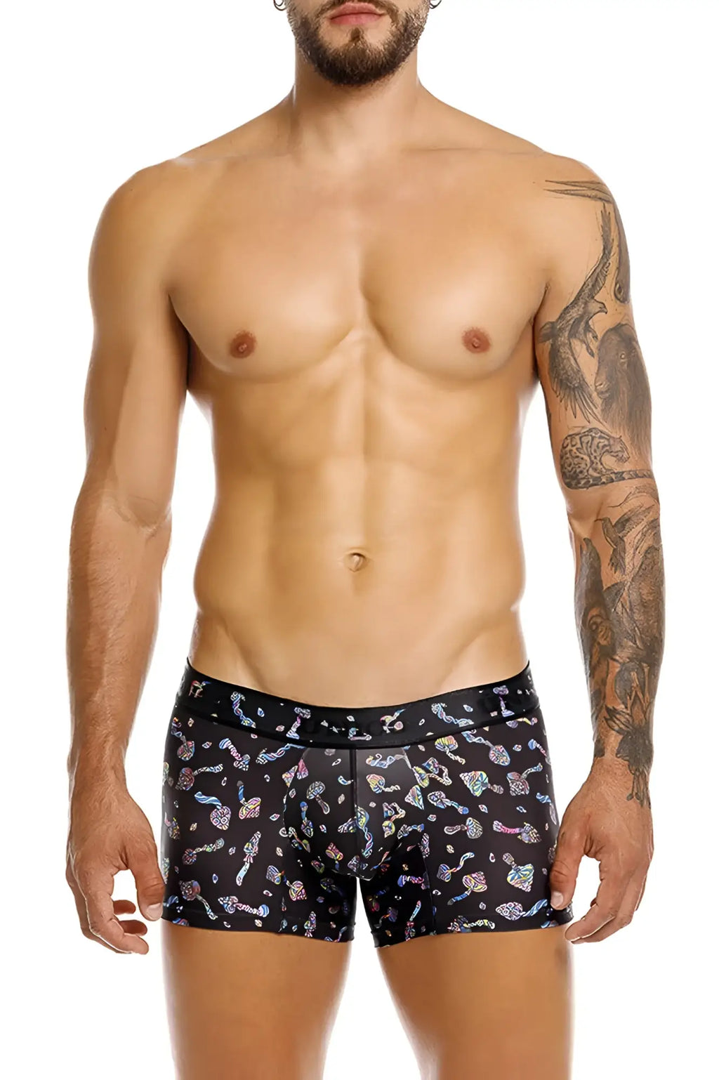Black Unico 25060100103 Hongos trunks boxer briefs with iridescent colorful abstract shapes pattern