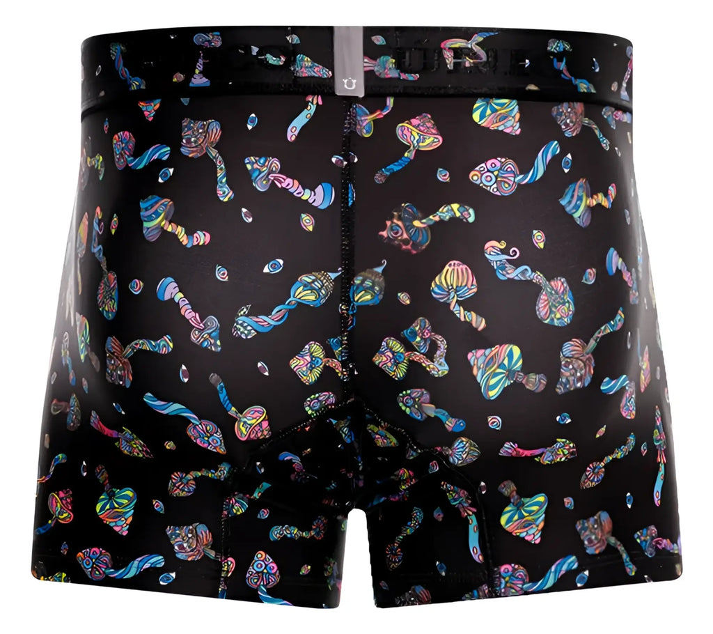 Black boxer briefs unico 25060100103 hongos trunks color 99-black with vibrant psychedelic colorful mushrooms pattern