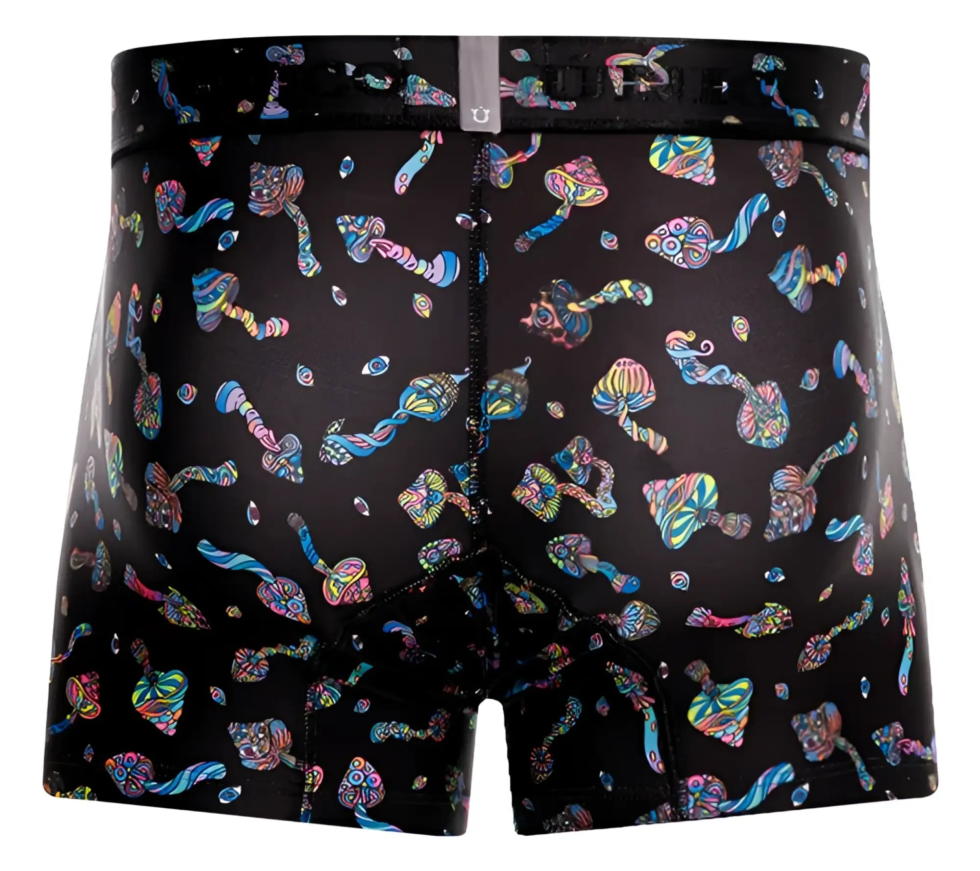 Black boxer briefs unico 25060100103 hongos trunks color 99-black with vibrant psychedelic colorful mushrooms pattern