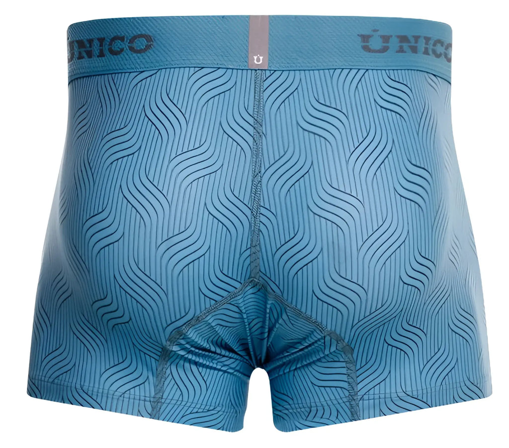 Light blue unico 26020100111 lenoso trunks with subtle wave pattern and elastic waistband boxer briefs