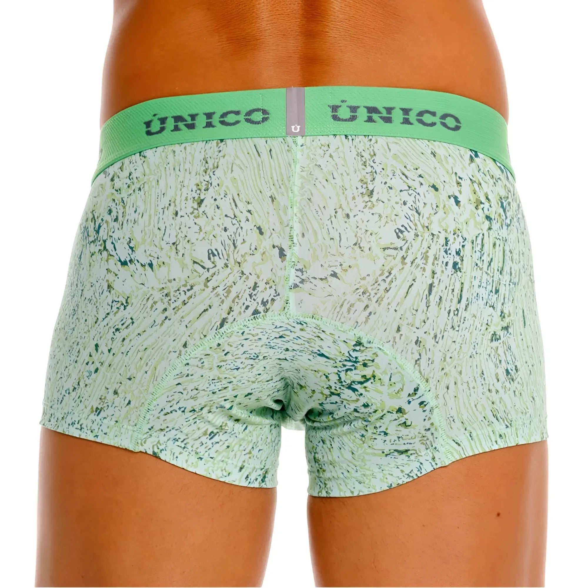 Light green patterned unico 26020100115 hunos trunks with matching elastic waistband for comfortable wear