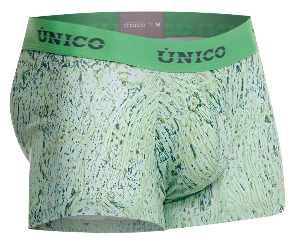 Green patterned unico 26020100115 hunos trunks men’s boxer briefs with matching elastic waistband in color 43-green