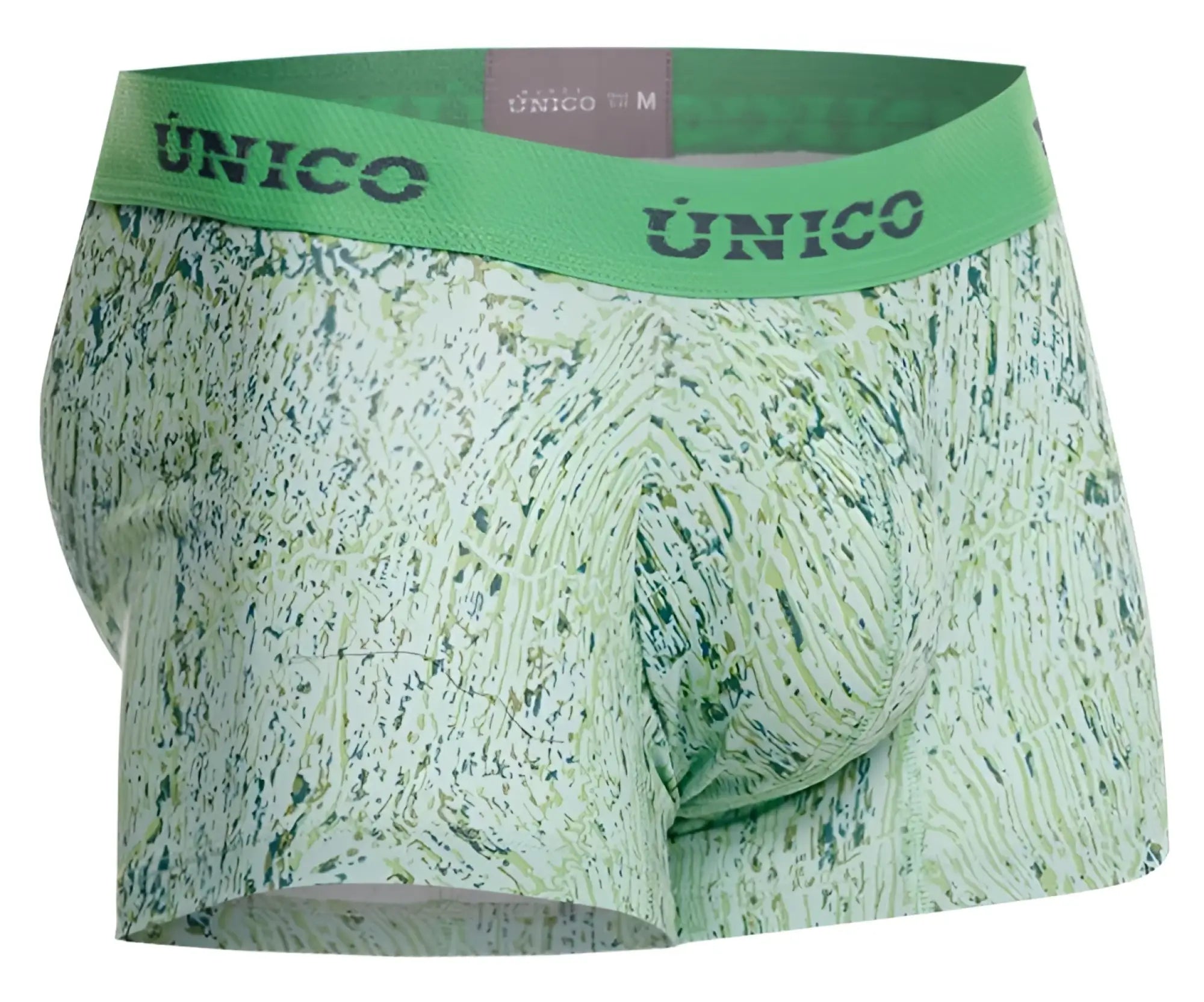 Green patterned unico 26020100115 hunos trunks men’s boxer briefs with matching elastic waistband in color 43-green