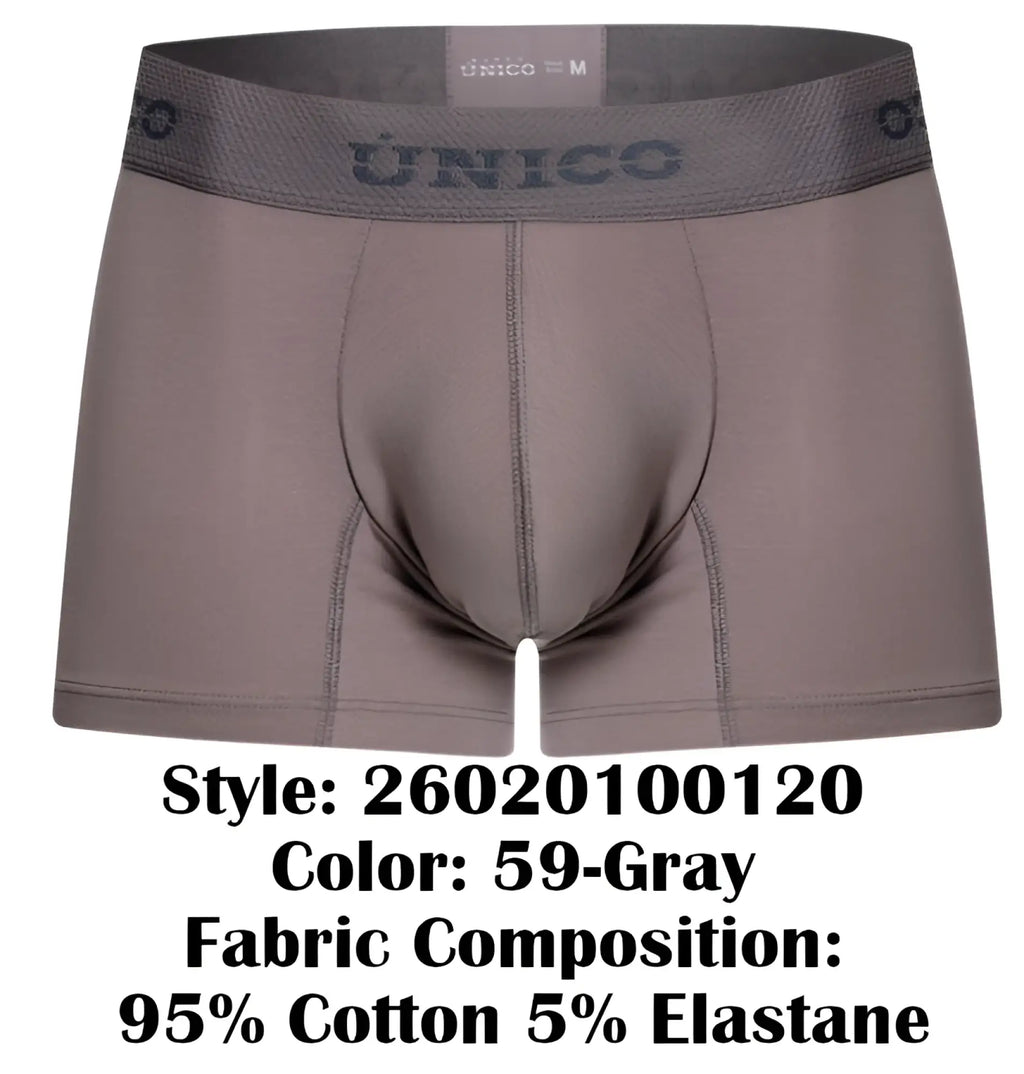 Gray unico 26020100120 ruano trunks in cotton and elastane men’s boxer briefs designed for comfort and support