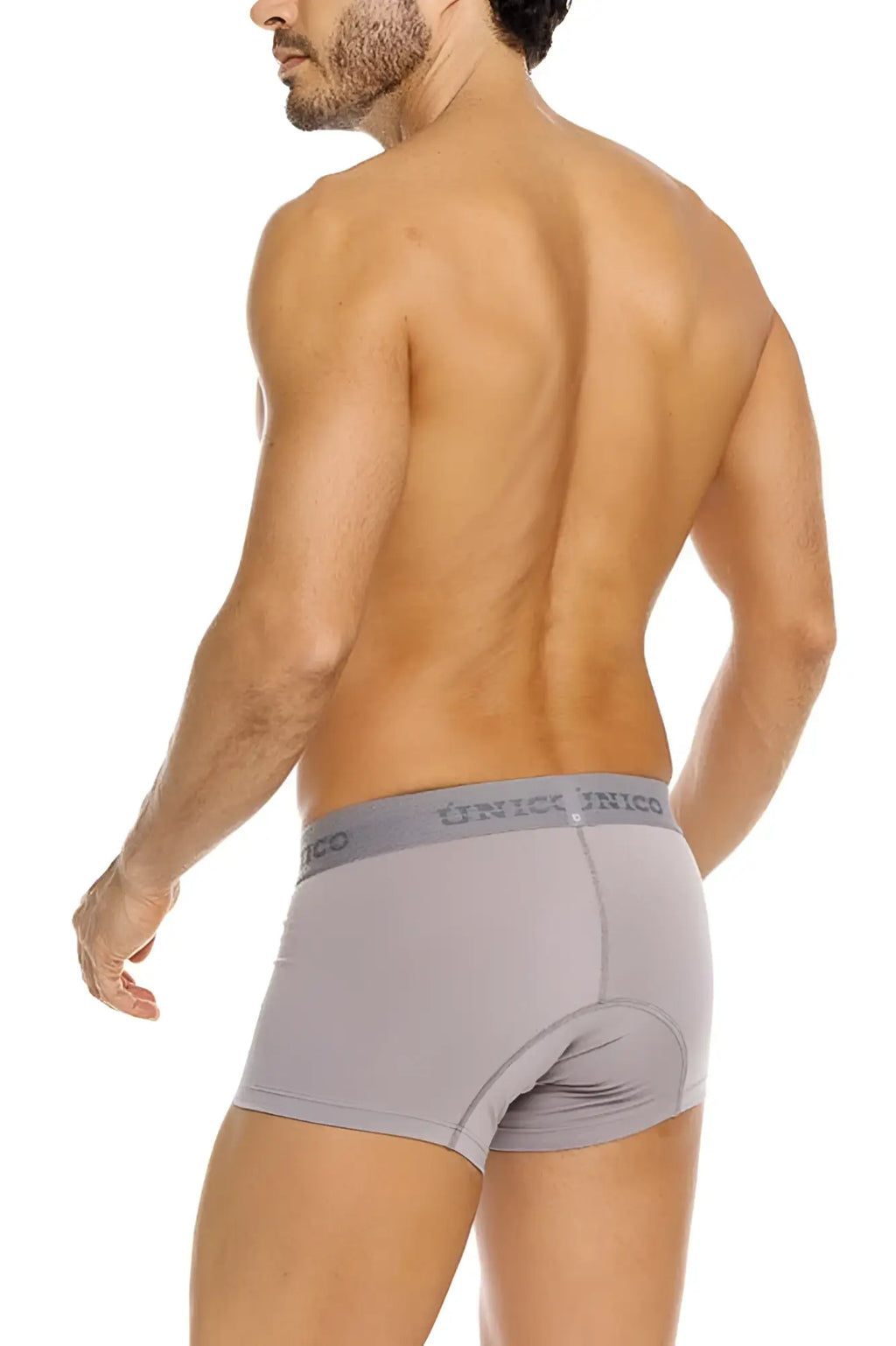 Gray unico men’s briefs unico 26020100120 ruano trunks color 59 gray with subtle elastic waistband and contoured design