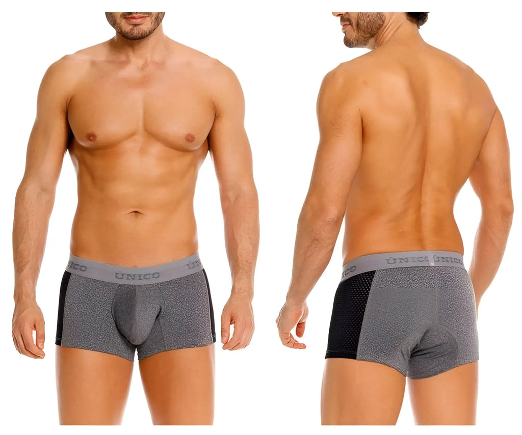 Gray and black unico 26020100121 brio men’s briefs with textured fabric waistband in color 59-gray