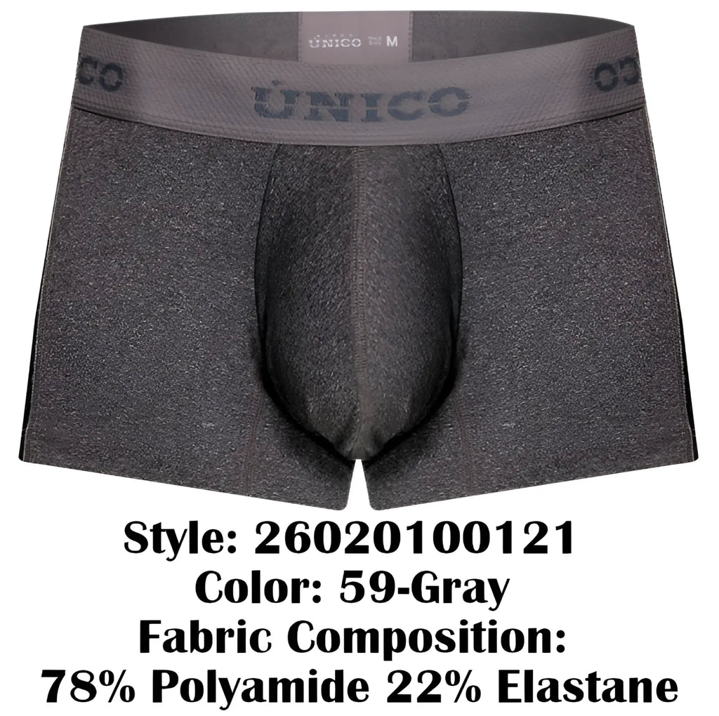 Gray unico brio trunks 26020100121 men’s boxer briefs with textured fabric and supportive design in gray color
