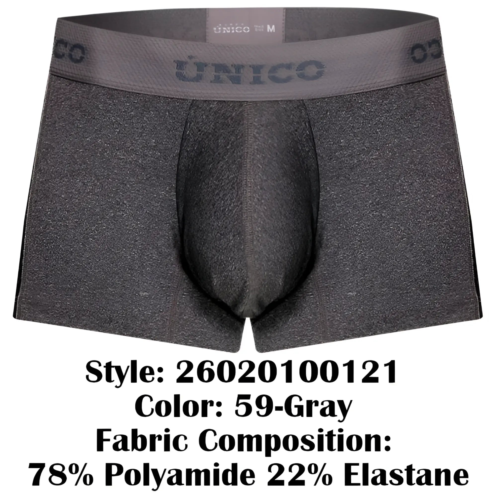 Gray unico brio trunks 26020100121 men’s boxer briefs with textured fabric and supportive design in gray color