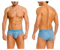 Light blue unico 26020101111 lenoso men’s briefs with subtle wavy pattern on breathable fabric