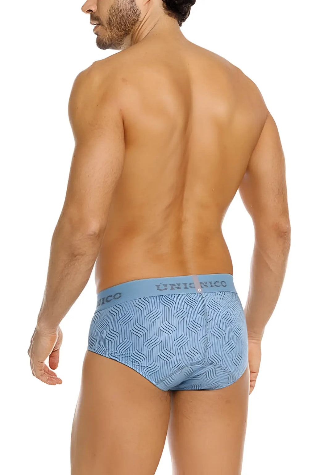 Light blue Unico 26020101111 Lenoso men’s briefs with a subtle wavy pattern on soft breathable fabric