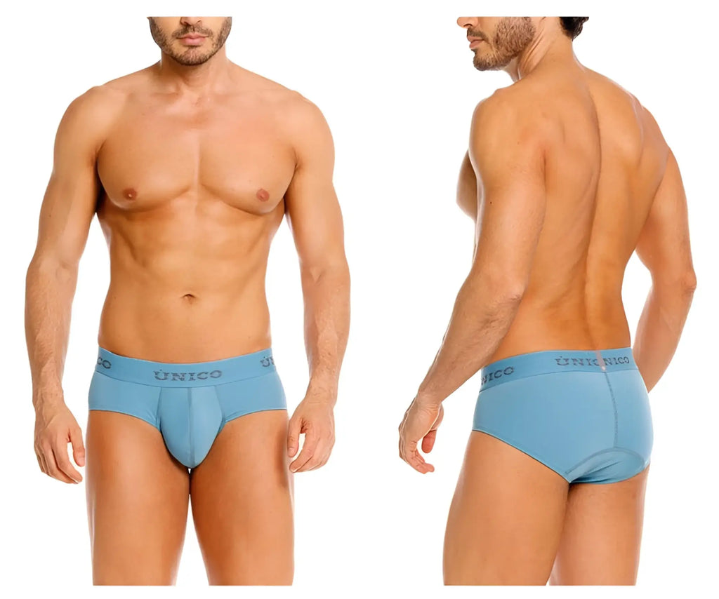 Light blue unico ventisca briefs for men with a smooth form-fitting design in color 46-blue