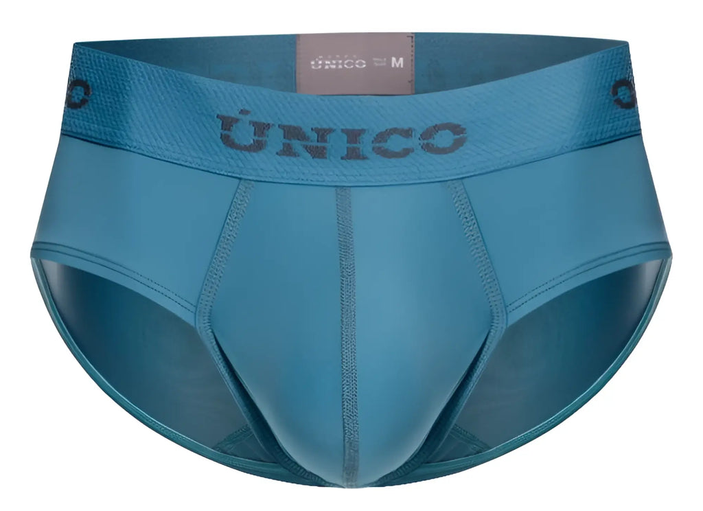 Teal unico ventisca briefs for men with textured waistband and subtle stitching details in color 46 blue