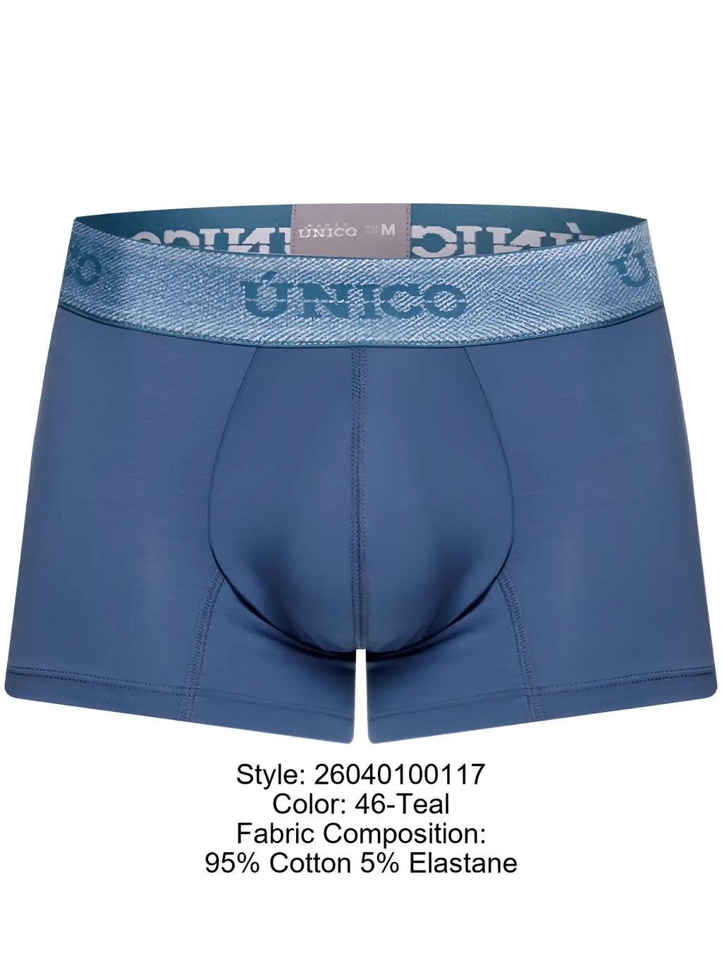 Teal unico 26040100117 classic trunks mens boxer briefs made of 95 cotton 5 elastane with branded waistband