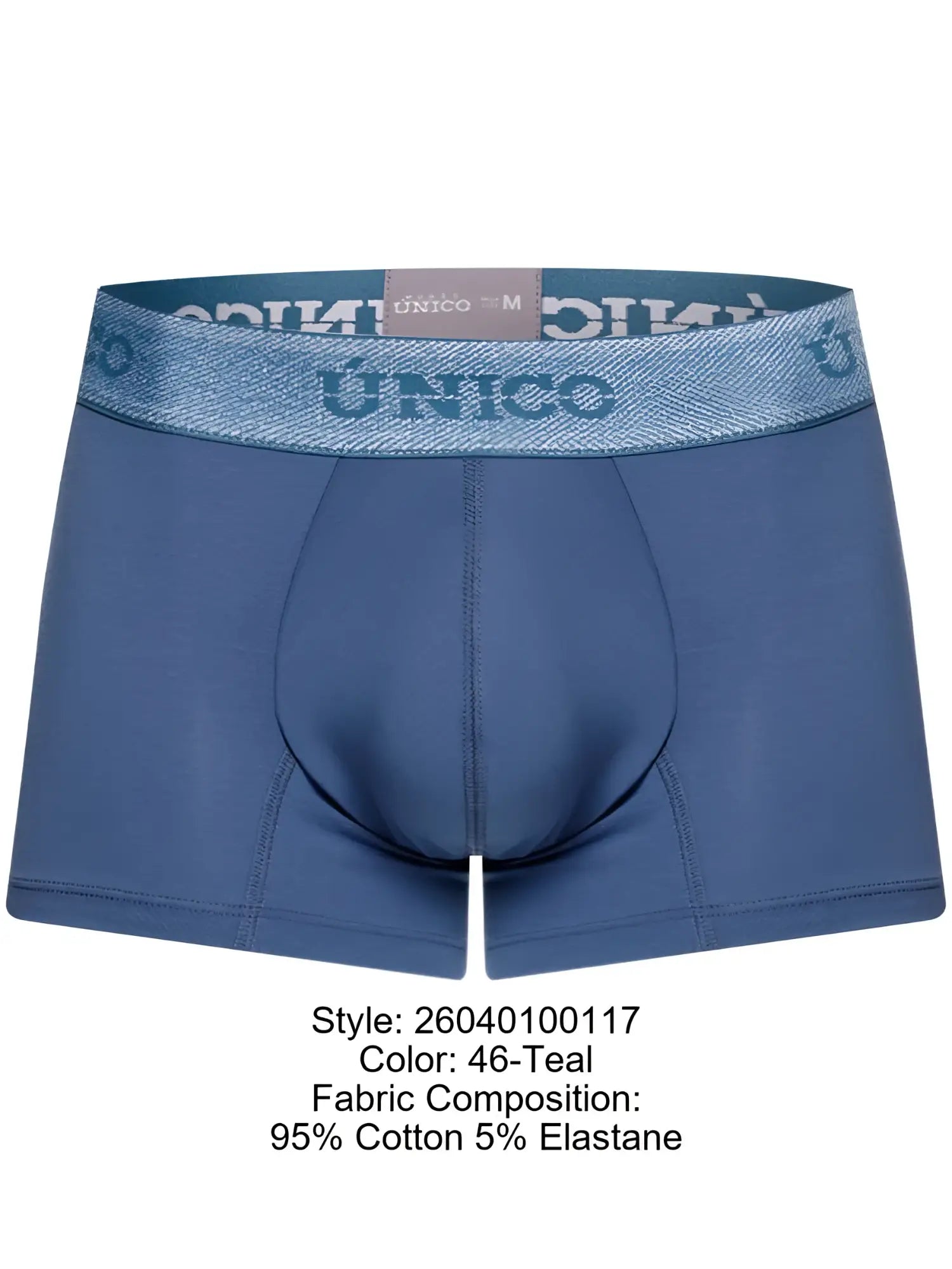 Teal unico 26040100117 classic trunks mens boxer briefs made of 95 cotton 5 elastane with branded waistband