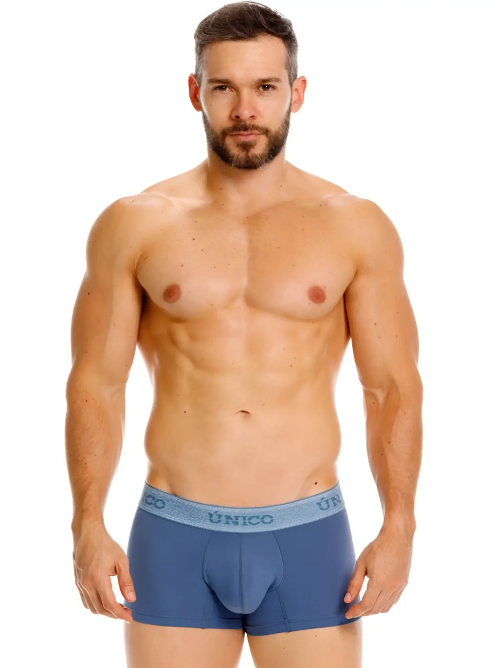 Unico 26040100117 classic trunks premium teal blue men’s briefs with light blue elastic waistband for everyday use