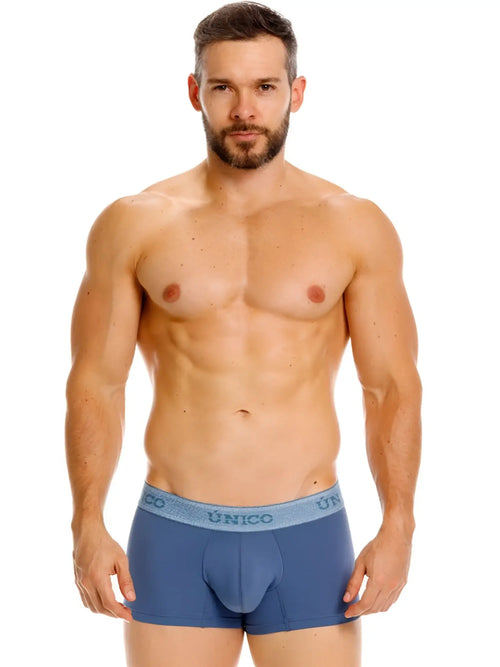 Unico 26040100117 classic trunks premium teal blue men’s briefs with light blue elastic waistband for everyday use