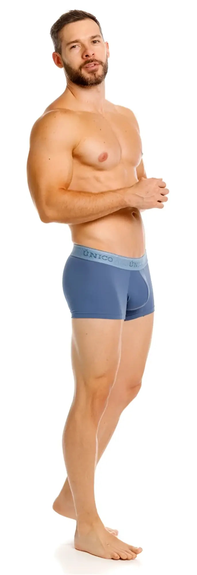 Blue unico men’s briefs with light blue elastic waistband classic trunks premium everyday essential color teal