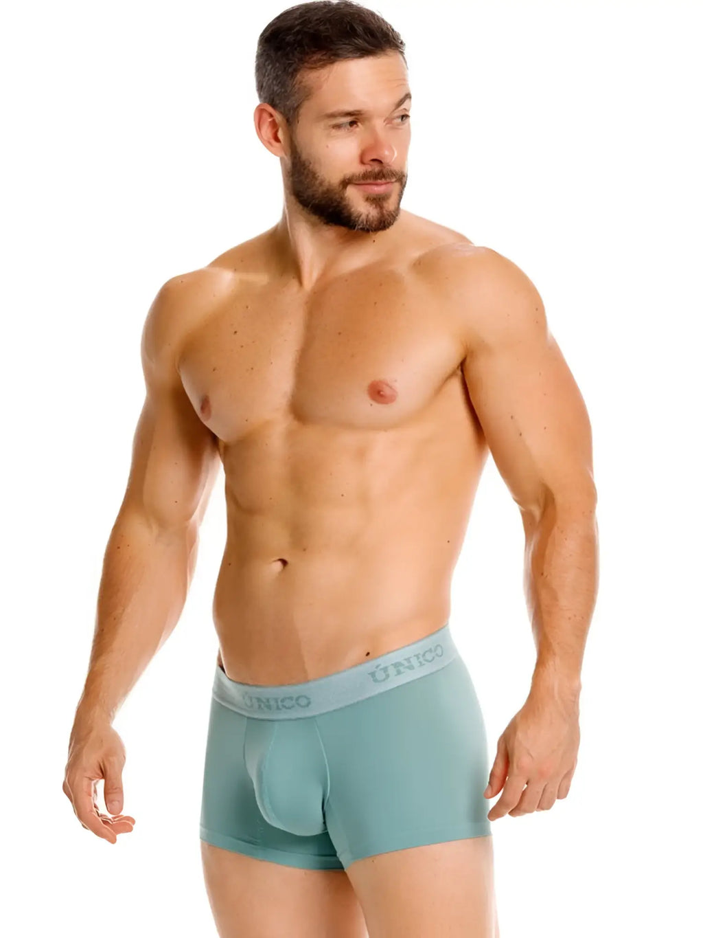 Teal unico ceramic trunks briefs with subtle elastic waistband in color 43 green for comfortable wear