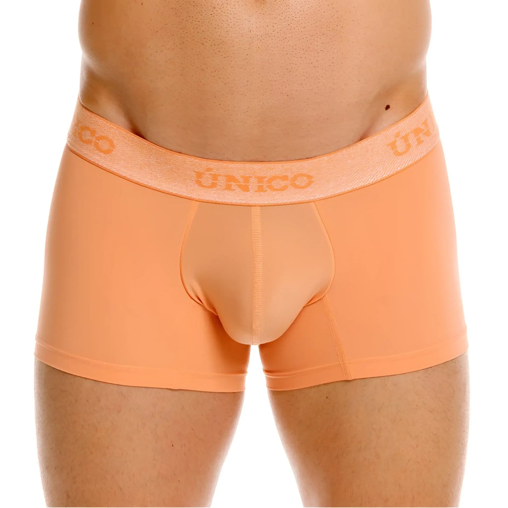 Orange unico mens boxer briefs in apricot with smooth form-fitting fabric and subtle branded waistband for premium style