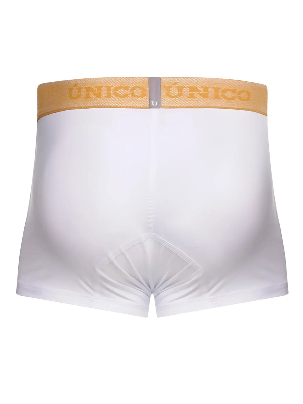 White unico 26040100125 amber trunks premium athletic fit briefs with tan waistband and gold unico branding