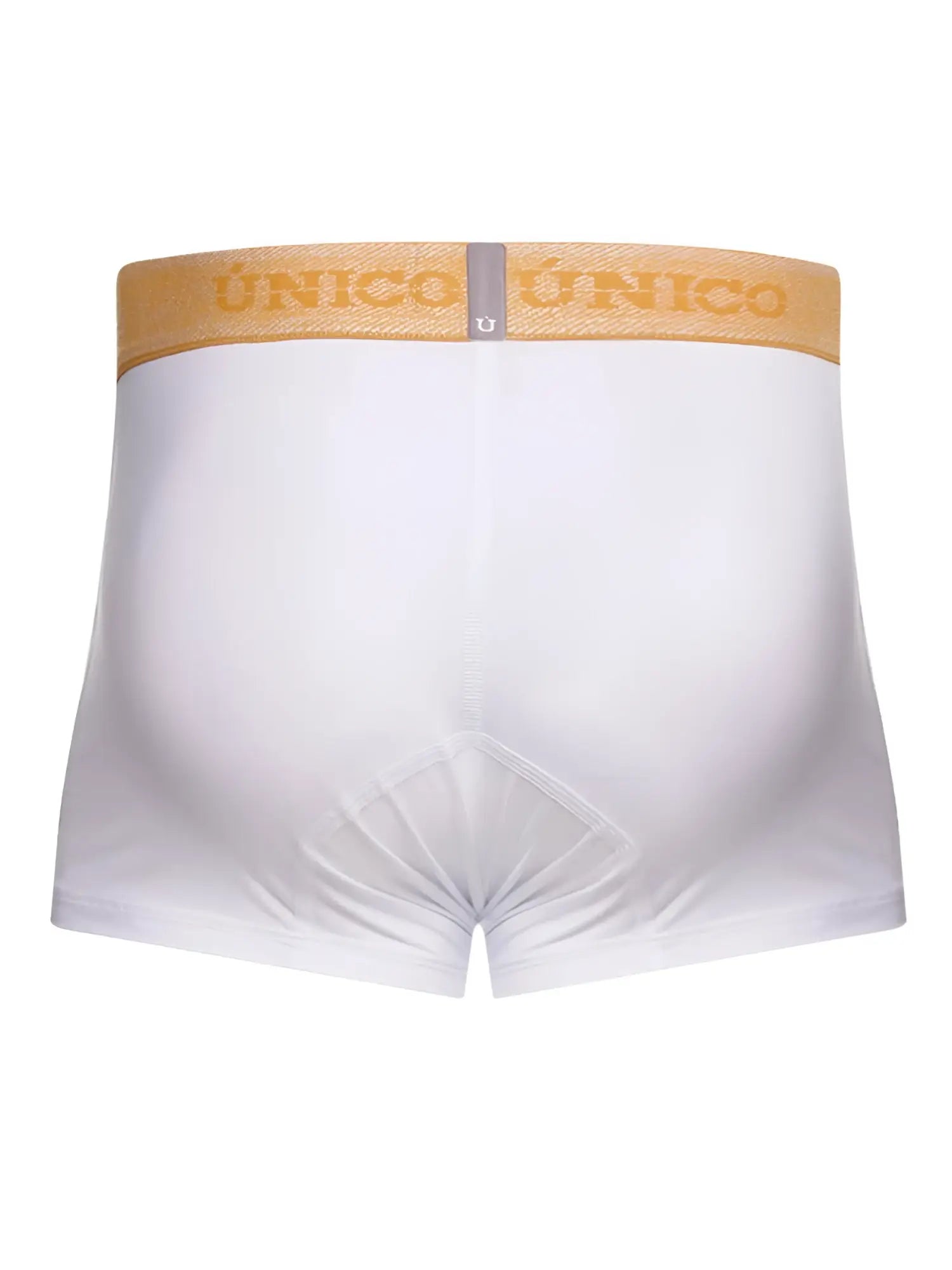 White unico 26040100125 amber trunks premium athletic fit briefs with tan waistband and gold unico branding