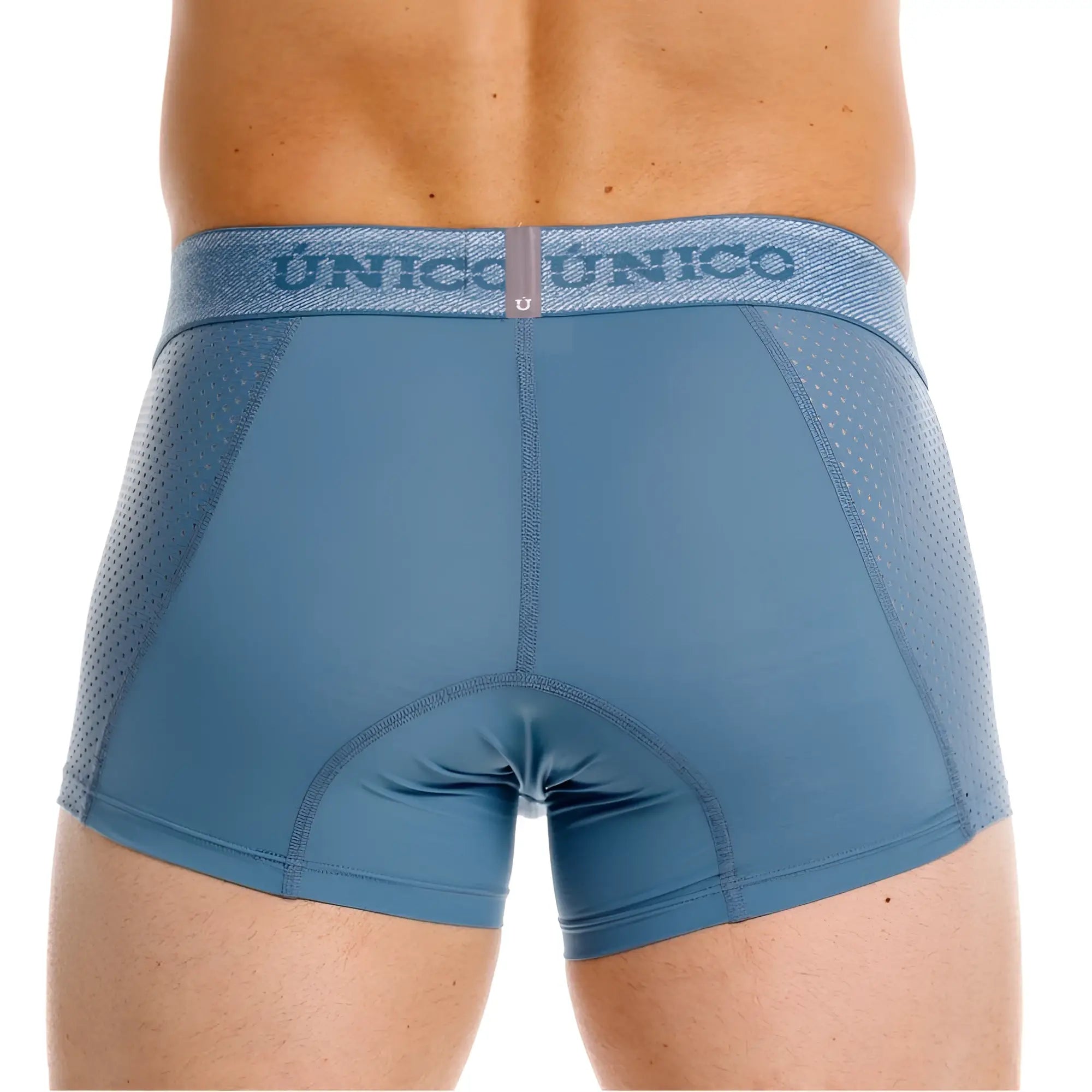 Blue unico classic trunks in 46-Blue with mesh panel and brand logo on the waistband for premium athletic comfort