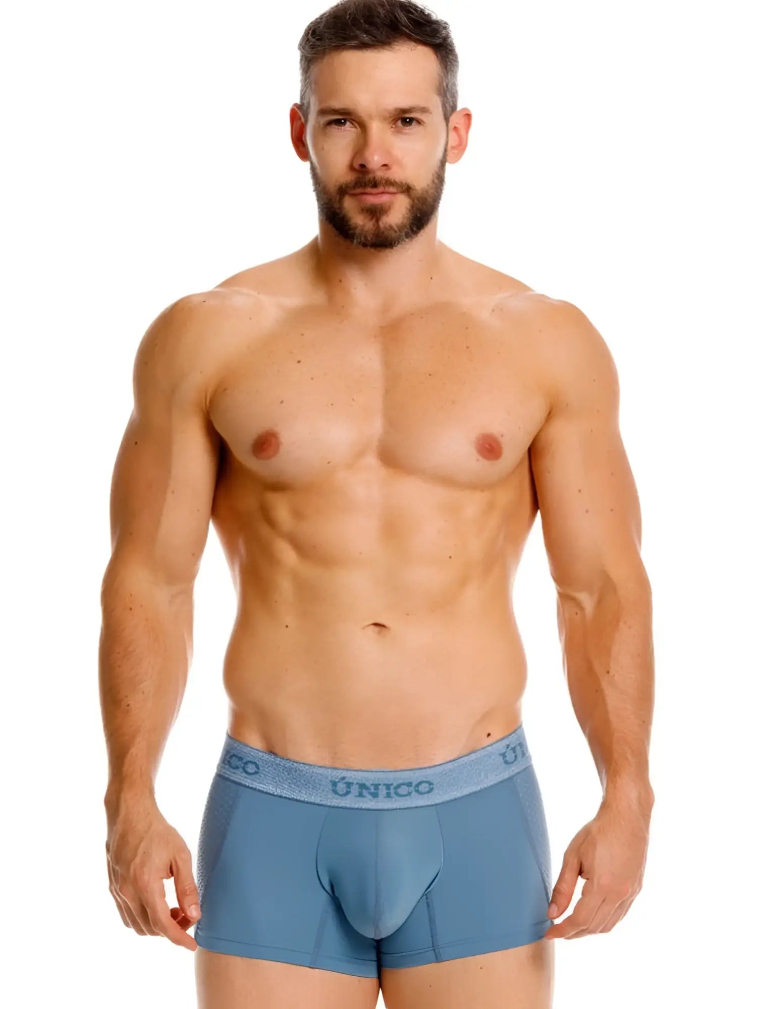 Blue unico men’s boxer briefs classic trunks with contoured design and elastic waistband for premium athletic comfort
