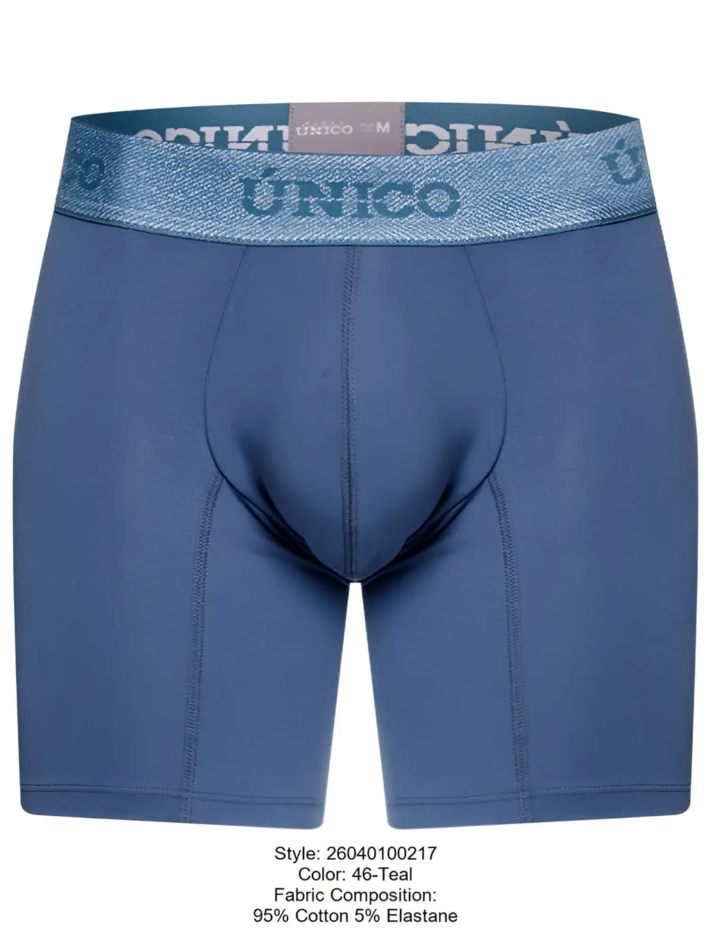 Teal unico 26040100217 classic men’s boxer briefs made from 95% cotton 5% elastane for premium comfort and style