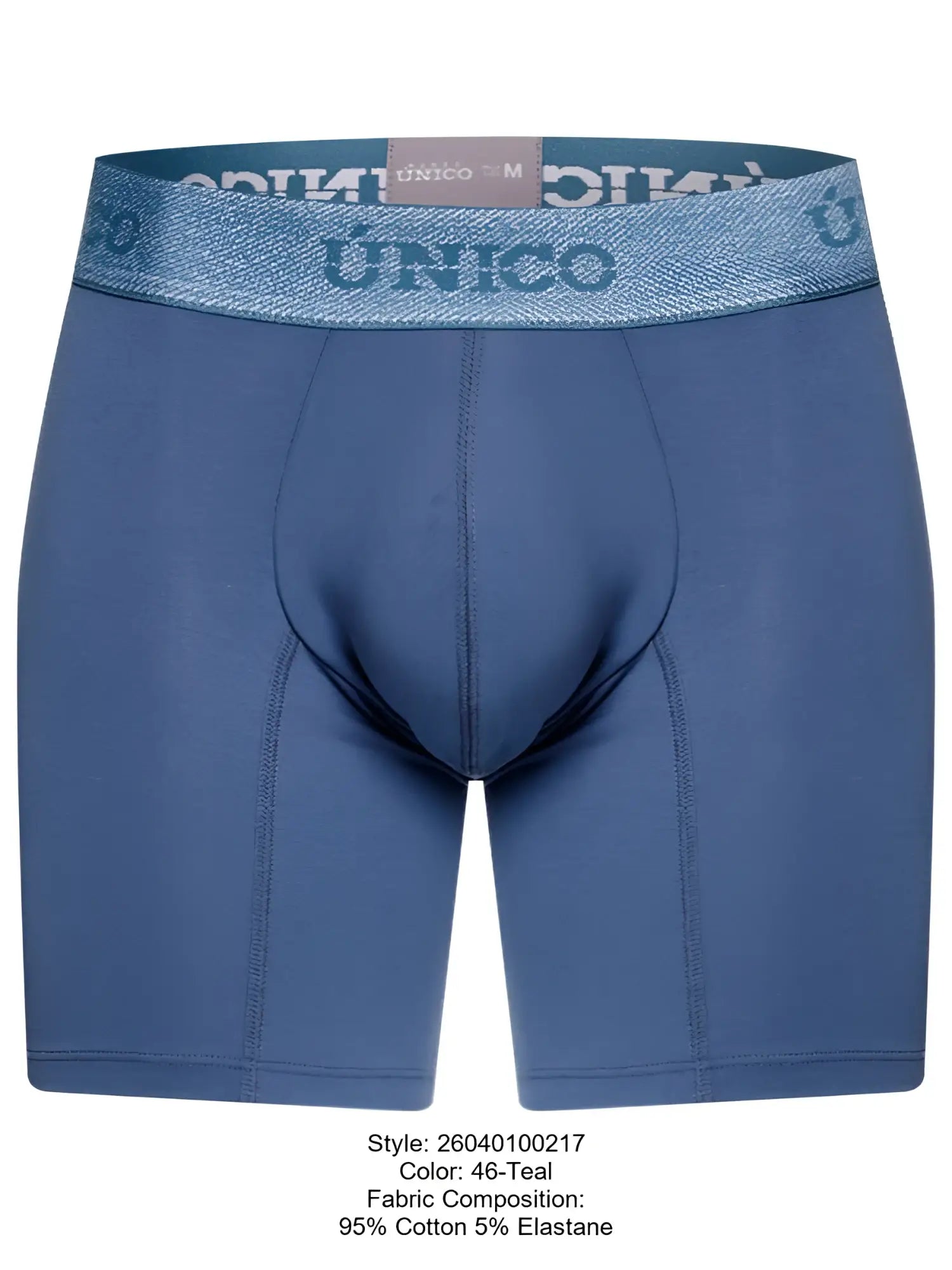 Teal unico 26040100217 classic men’s boxer briefs made from 95% cotton 5% elastane for premium comfort and style