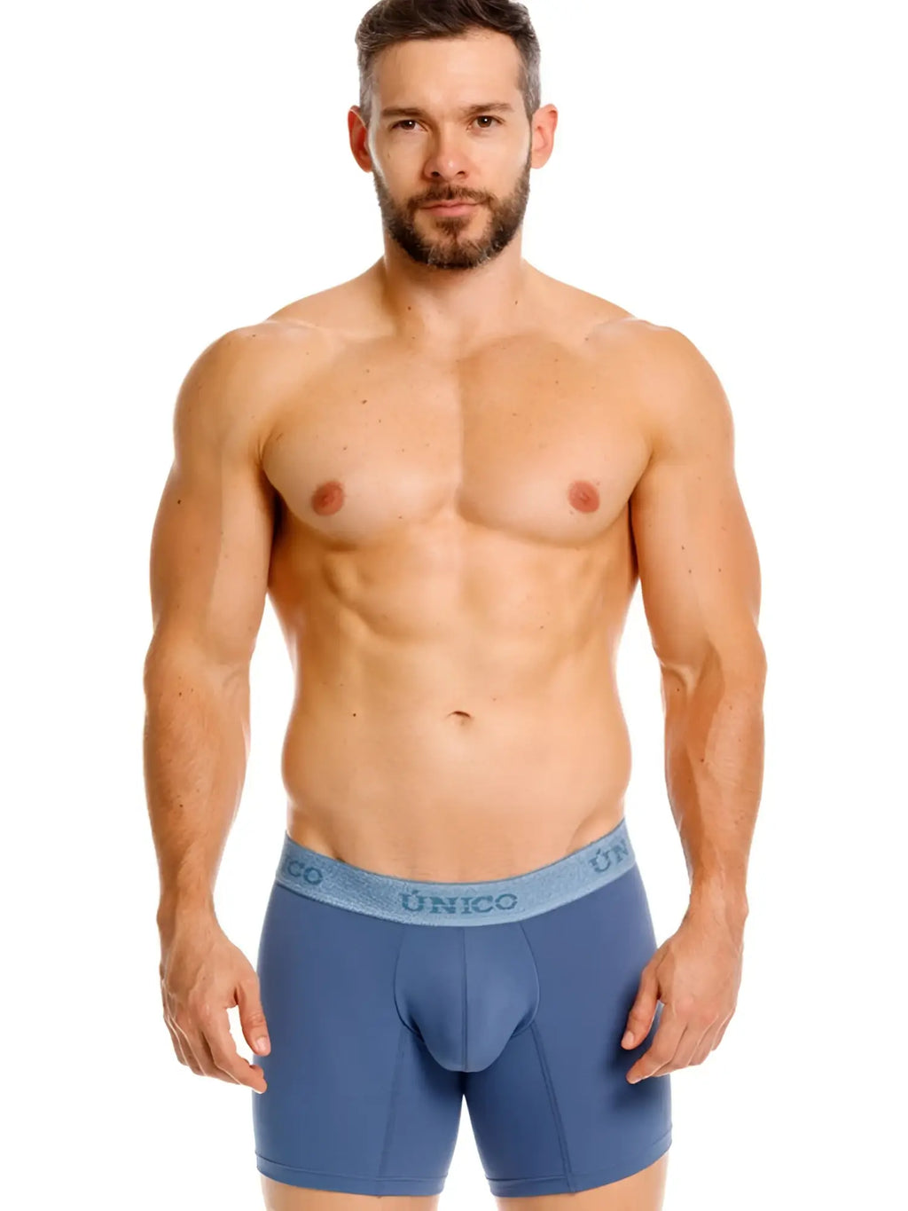 Unico 26040100217 classic men’s teal boxer briefs with contoured design and elastic waistband for premium comfort