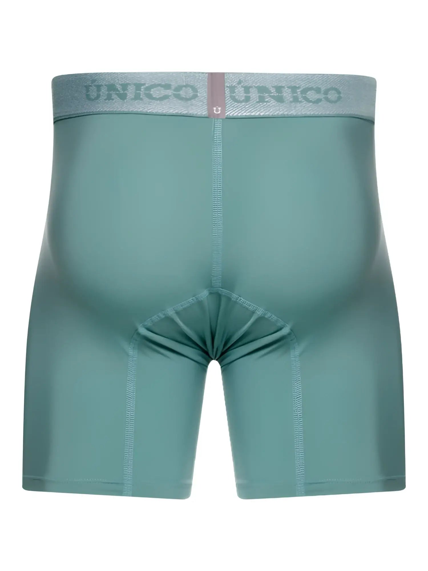 Teal unico 26040100221 ceramic boxer briefs with matching elastic waistband and gray unico logo lettering