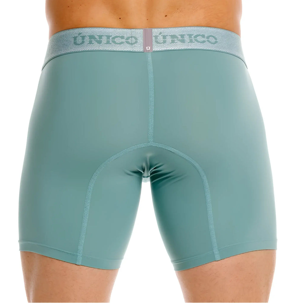Teal unico ceramic boxer briefs 26040100221 with textured waistband and subtle stitching details in green color