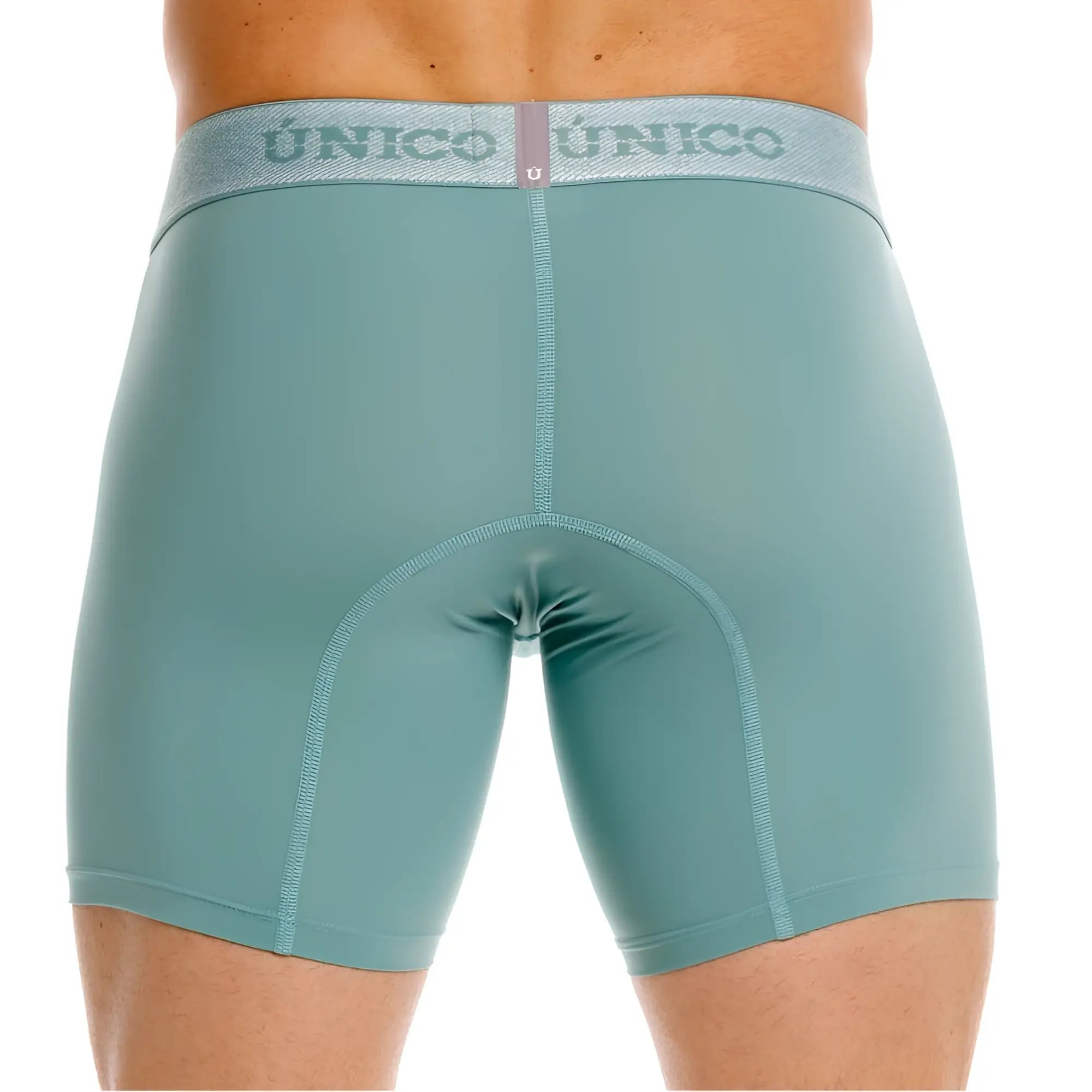 Teal unico ceramic boxer briefs 26040100221 with textured waistband and subtle stitching details in green color