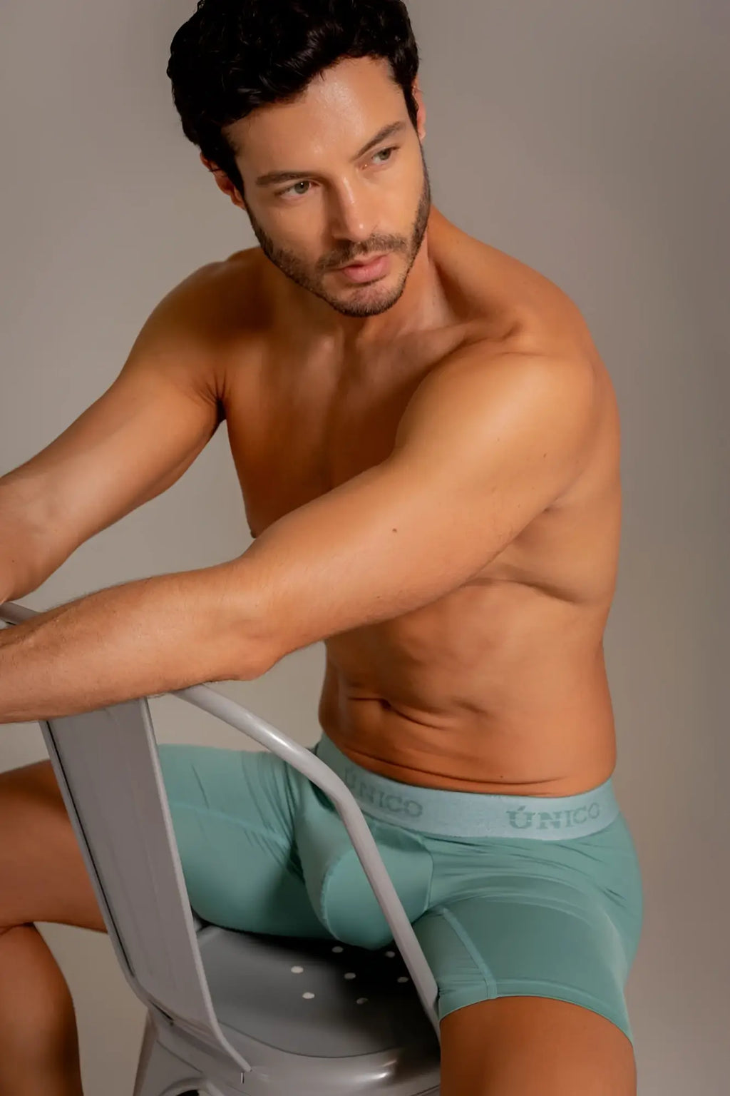 Teal unico 26040100221 ceramic boxer briefs with snug fit and elastic waistband for men in green color