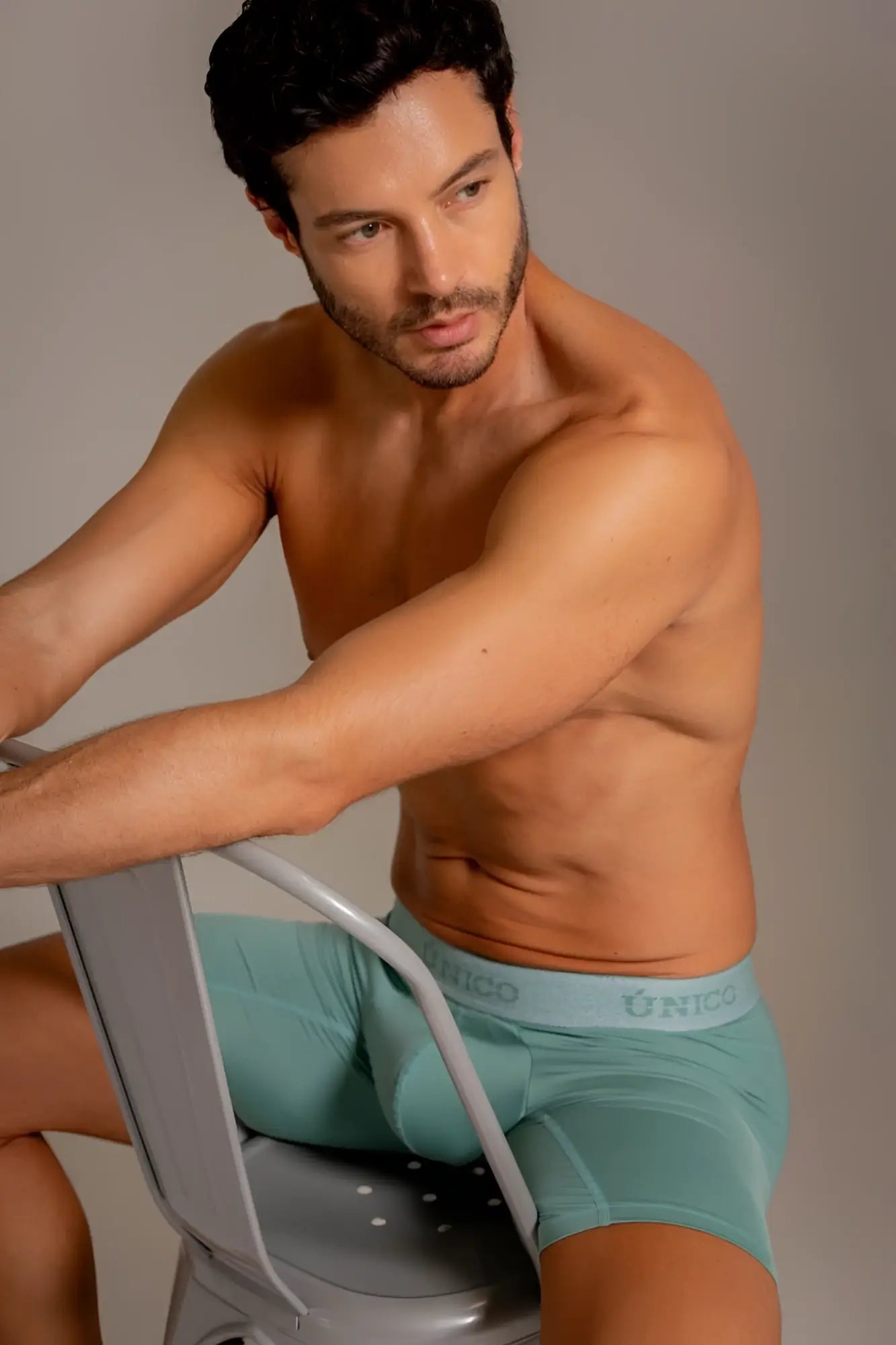 Teal unico 26040100221 ceramic boxer briefs with snug fit and elastic waistband for men in green color