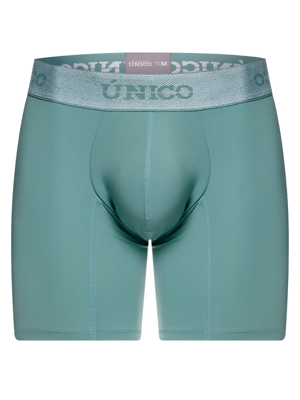 Teal unico 26040100221 ceramic mens boxer briefs with textured waistband featuring the brand logo