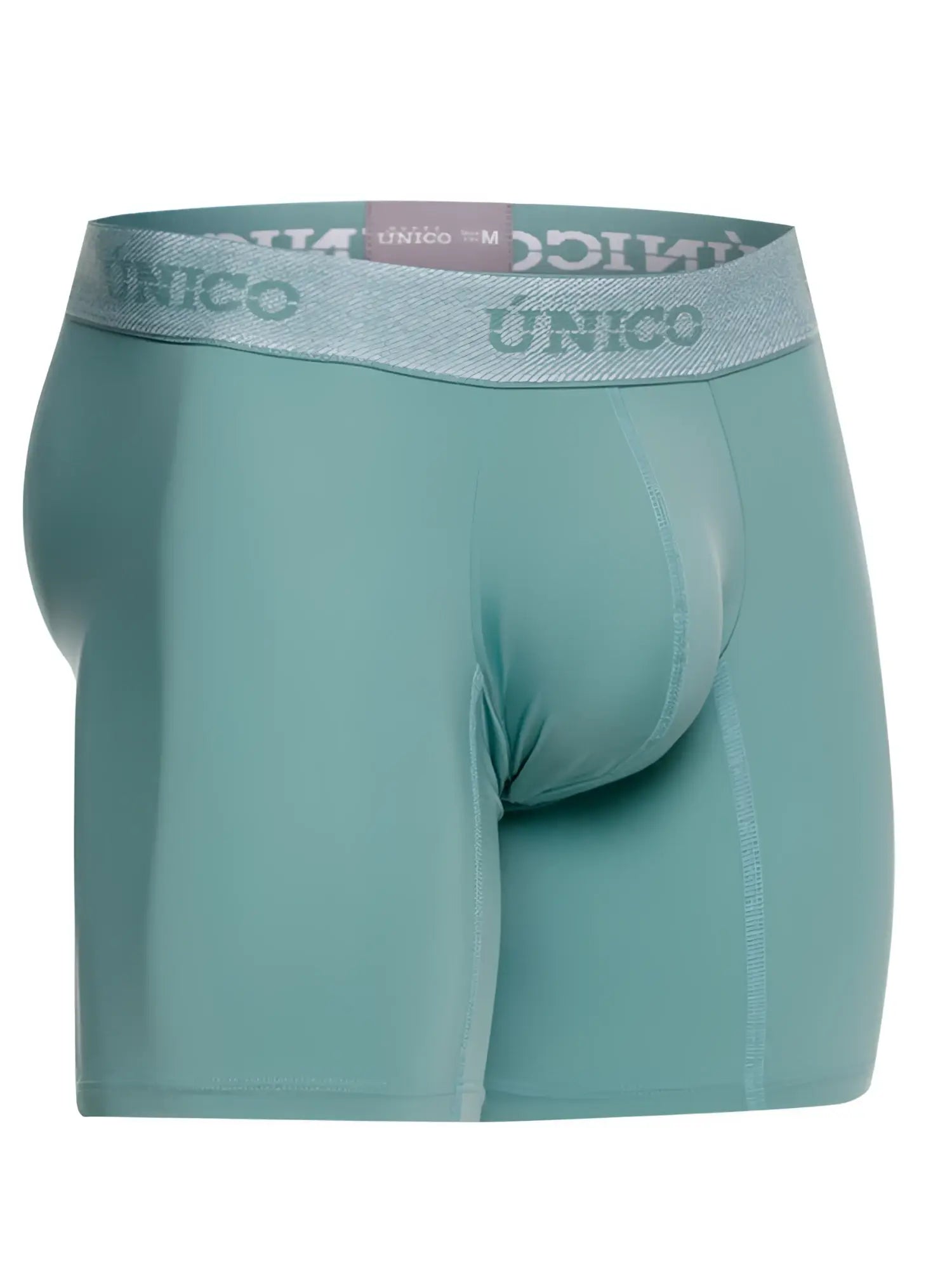 Teal unico 26040100221 ceramic men’s boxer briefs with gray elastic waistband featuring brand name lettering