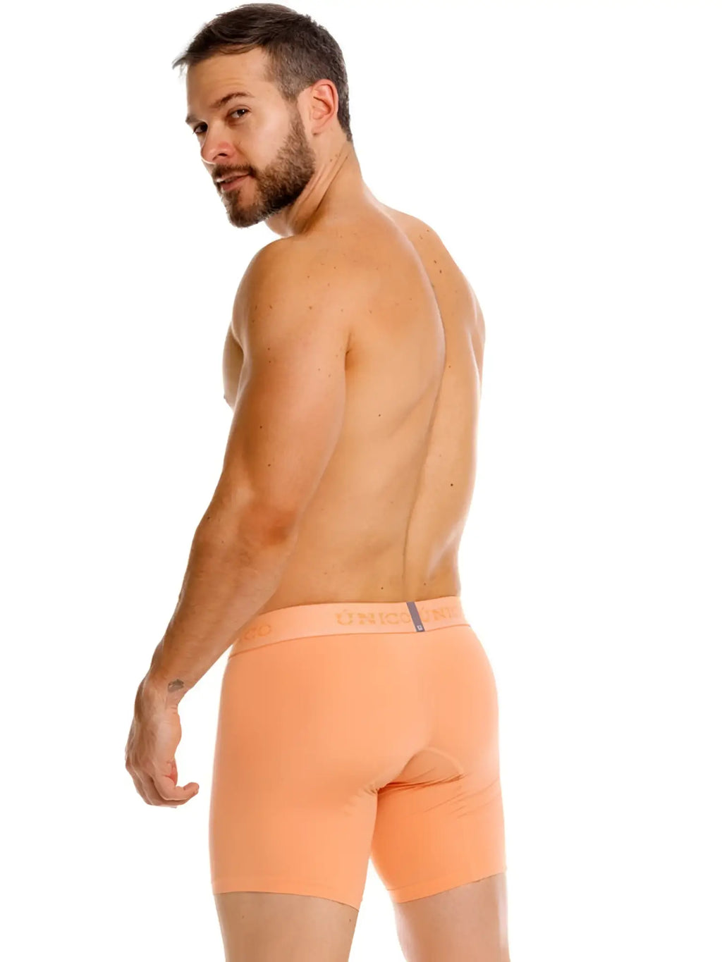 Unico 26040100222 classic boxer briefs in apricot with subtle waistband logo for essential comfort and support