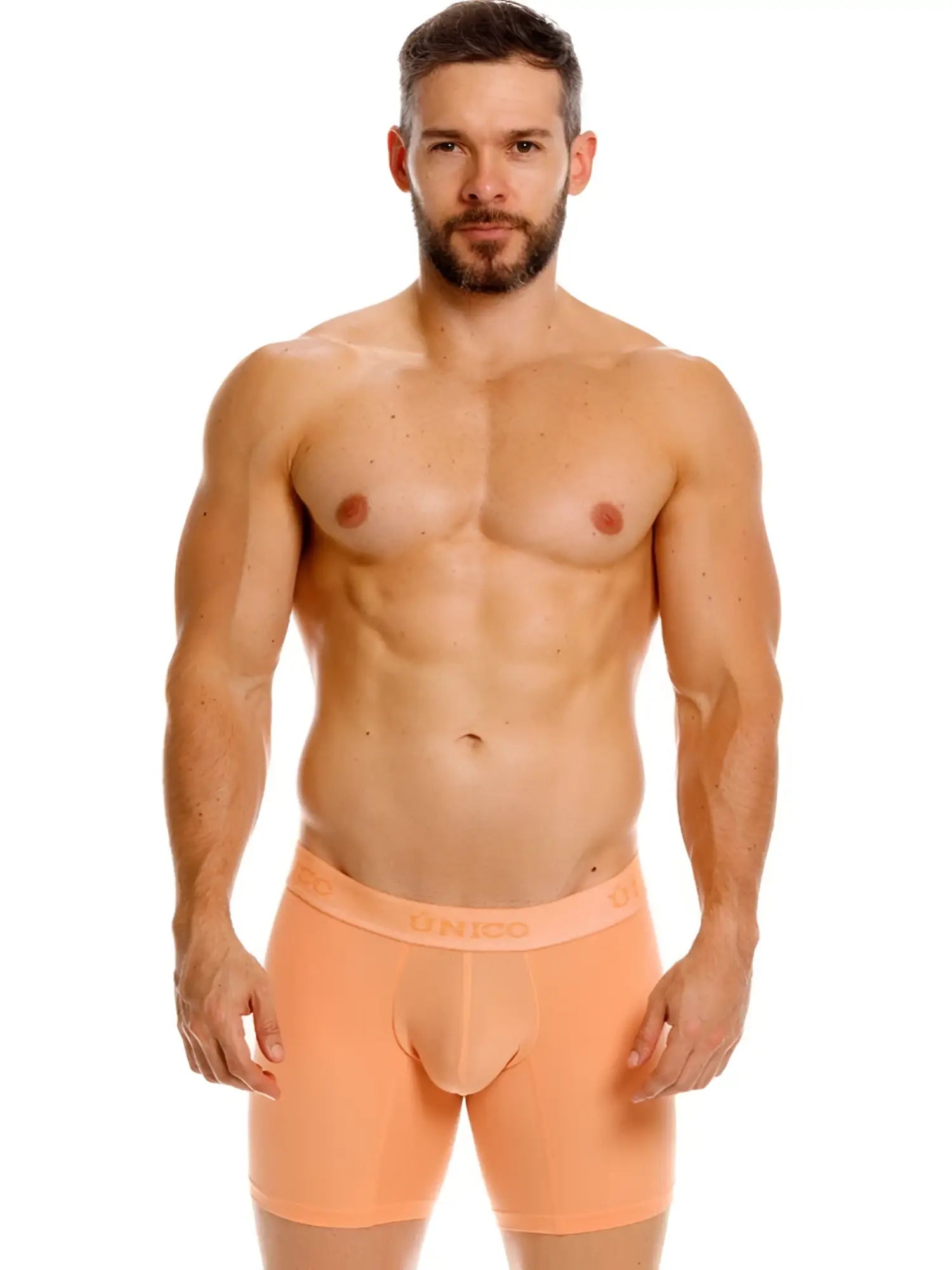 Orange unico mens briefs in apricot with smooth form-fitting design from unico 26040100222 classic boxer briefs line