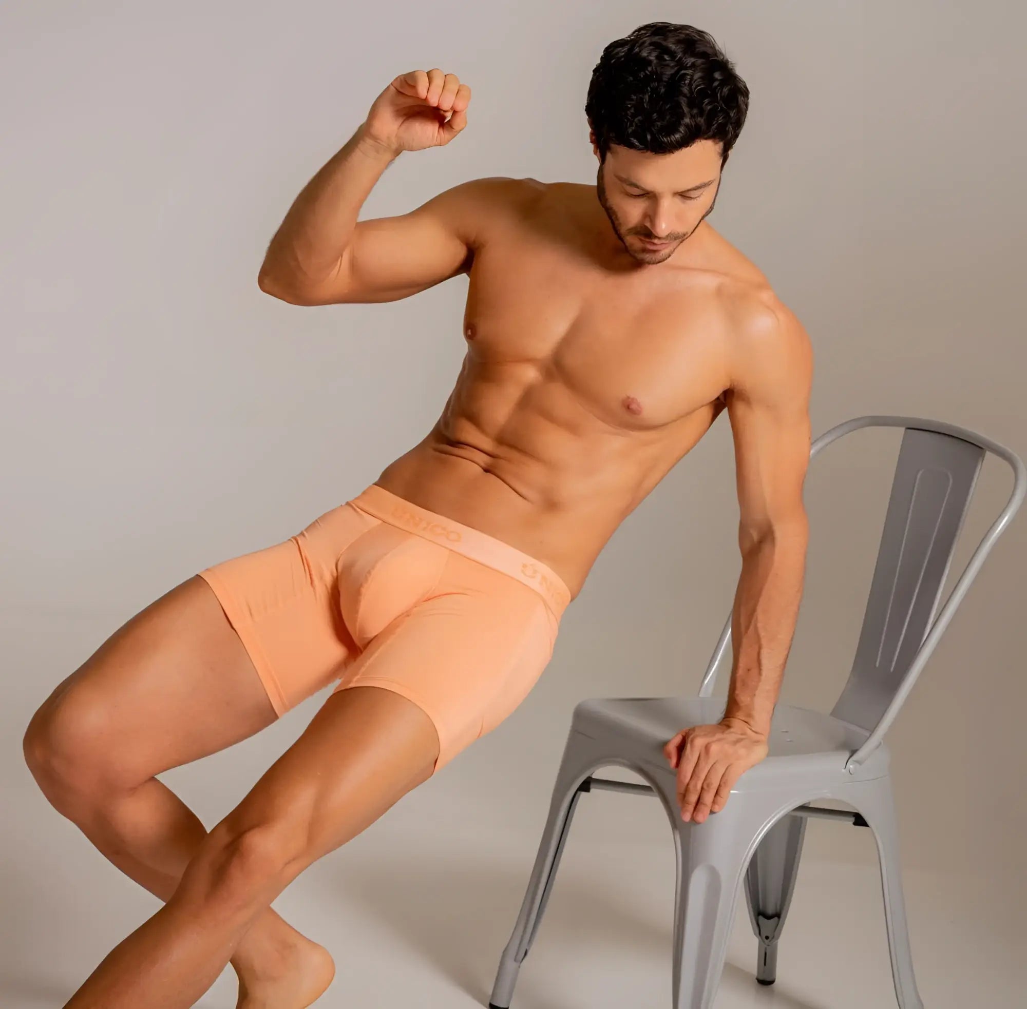 Unico 26040100222 classic boxer briefs in apricot peach color with smooth stretch fabric and form-fitting design