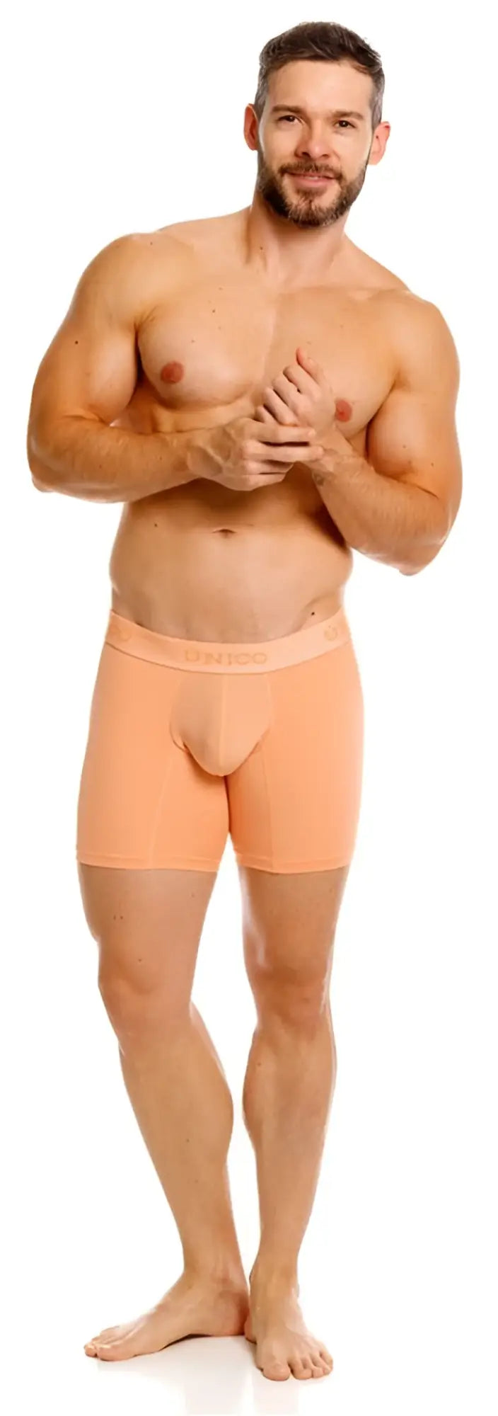 Unico 26040100222 classic boxer briefs in apricot with smooth seamless design and branded waistband for essential comfort