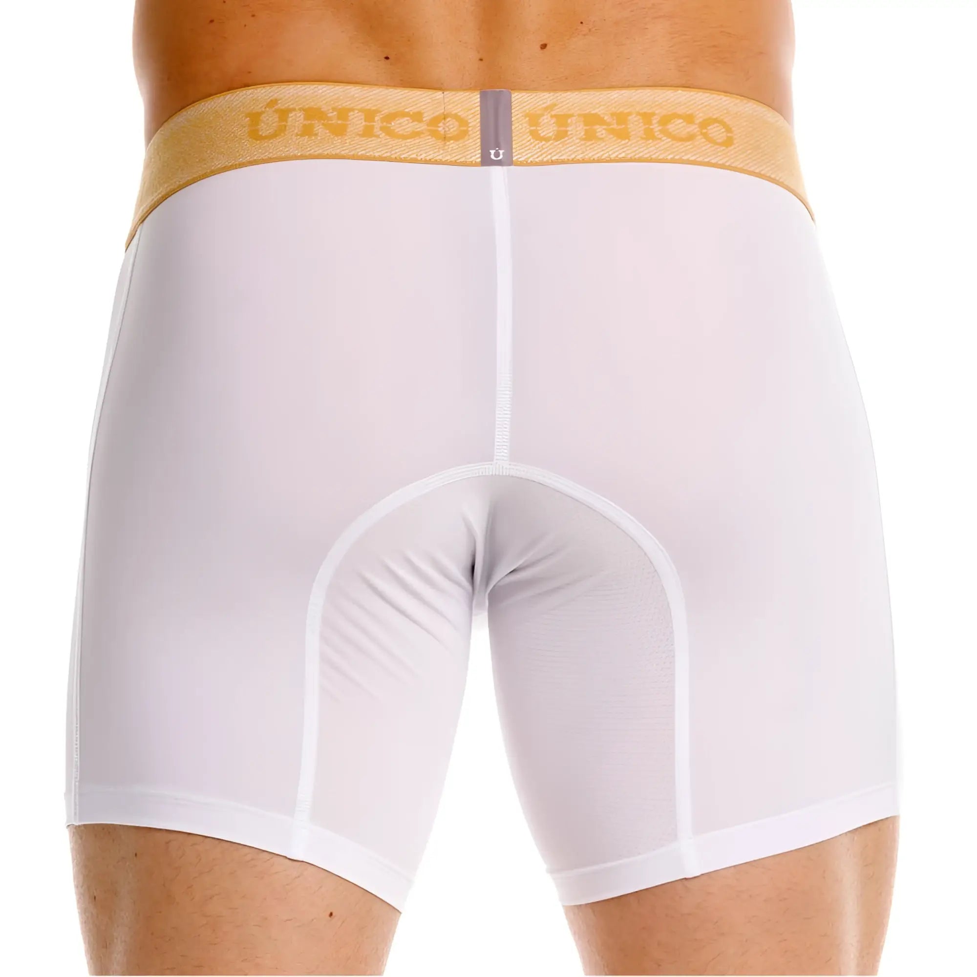 White unico 26040100225 amber boxer briefs with gold waistband and matching brand lettering for premium comfort