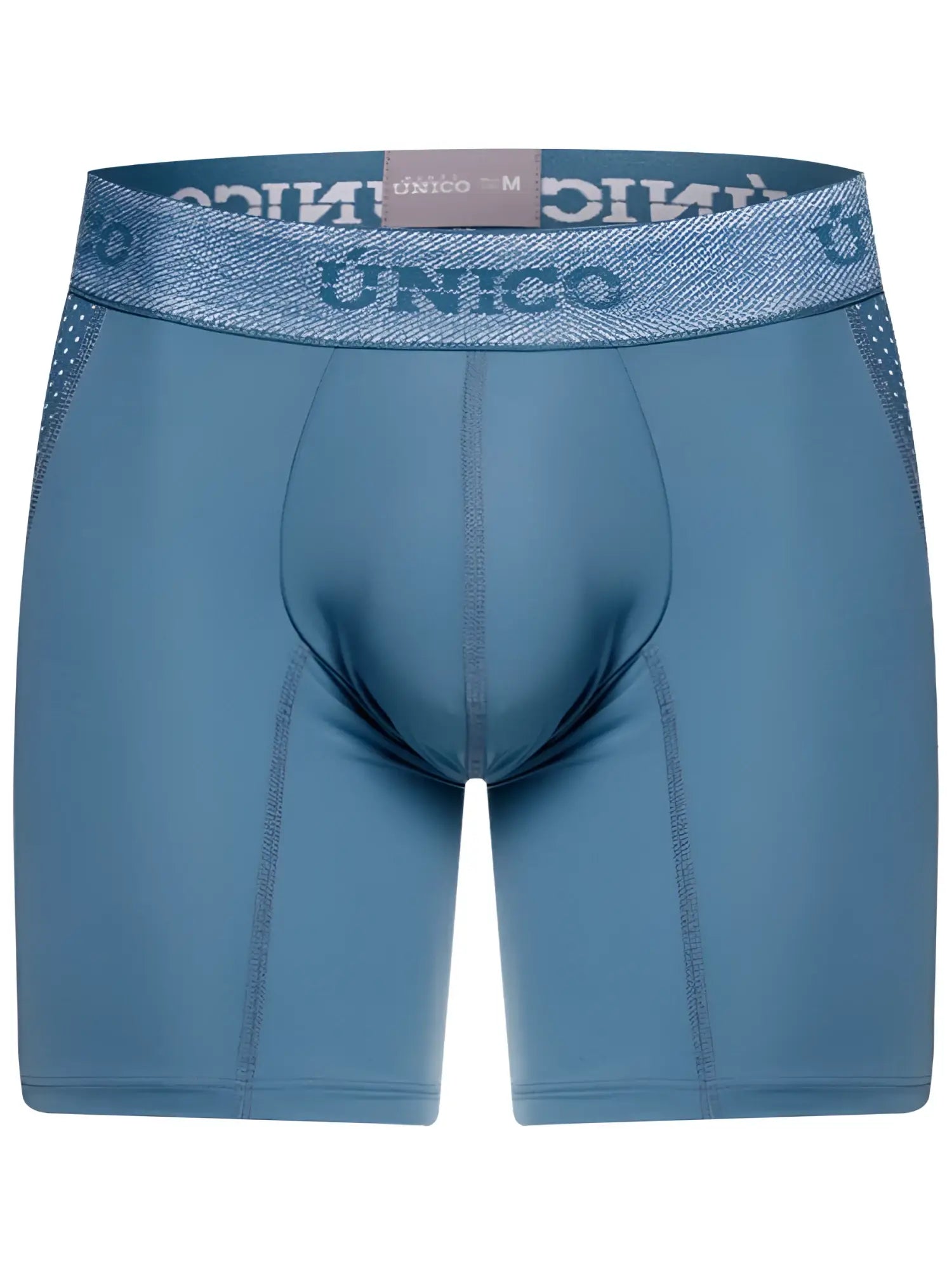Blue unico 26040100227 classic boxer briefs with textured waistband and perforated side panels for premium comfort