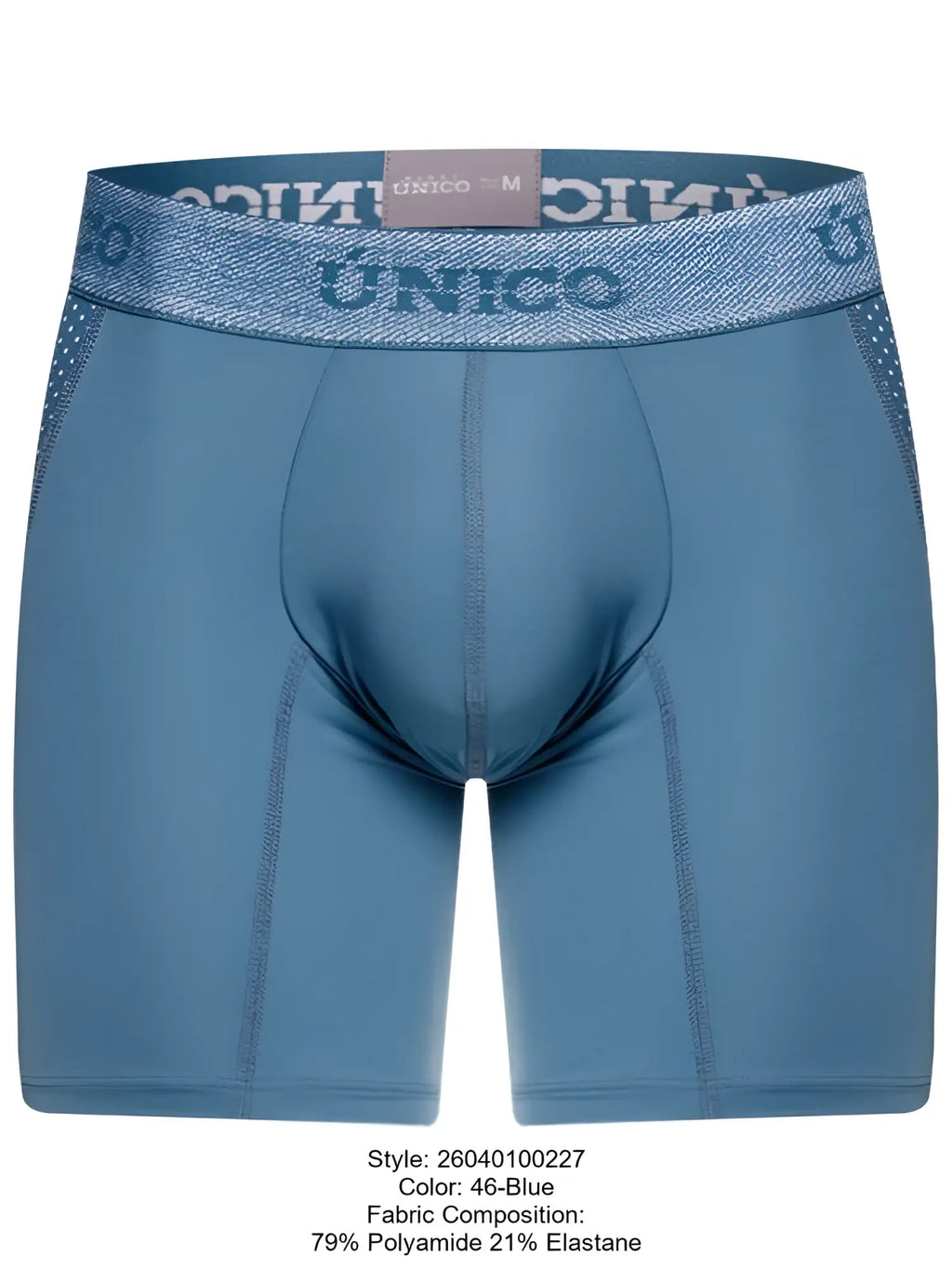 Blue unico classic boxer briefs with textured waistband and perforated side panels for premium comfort and fit