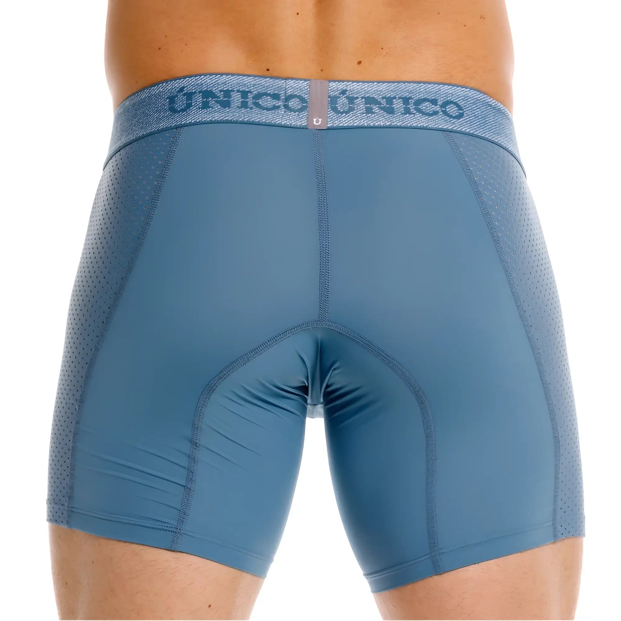 Blue unico classic boxer briefs color 46 blue with mesh side panels and branded waistband for premium comfort and fit