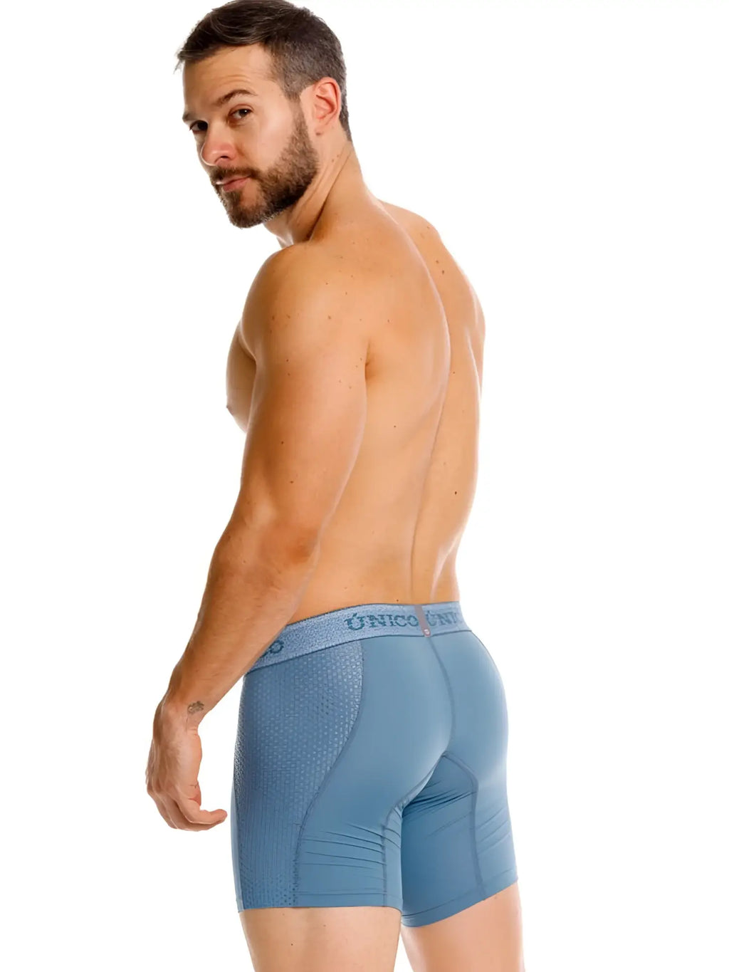 Blue unico mens classic boxer briefs with supportive contoured design in color 46 blue for premium comfort and fit