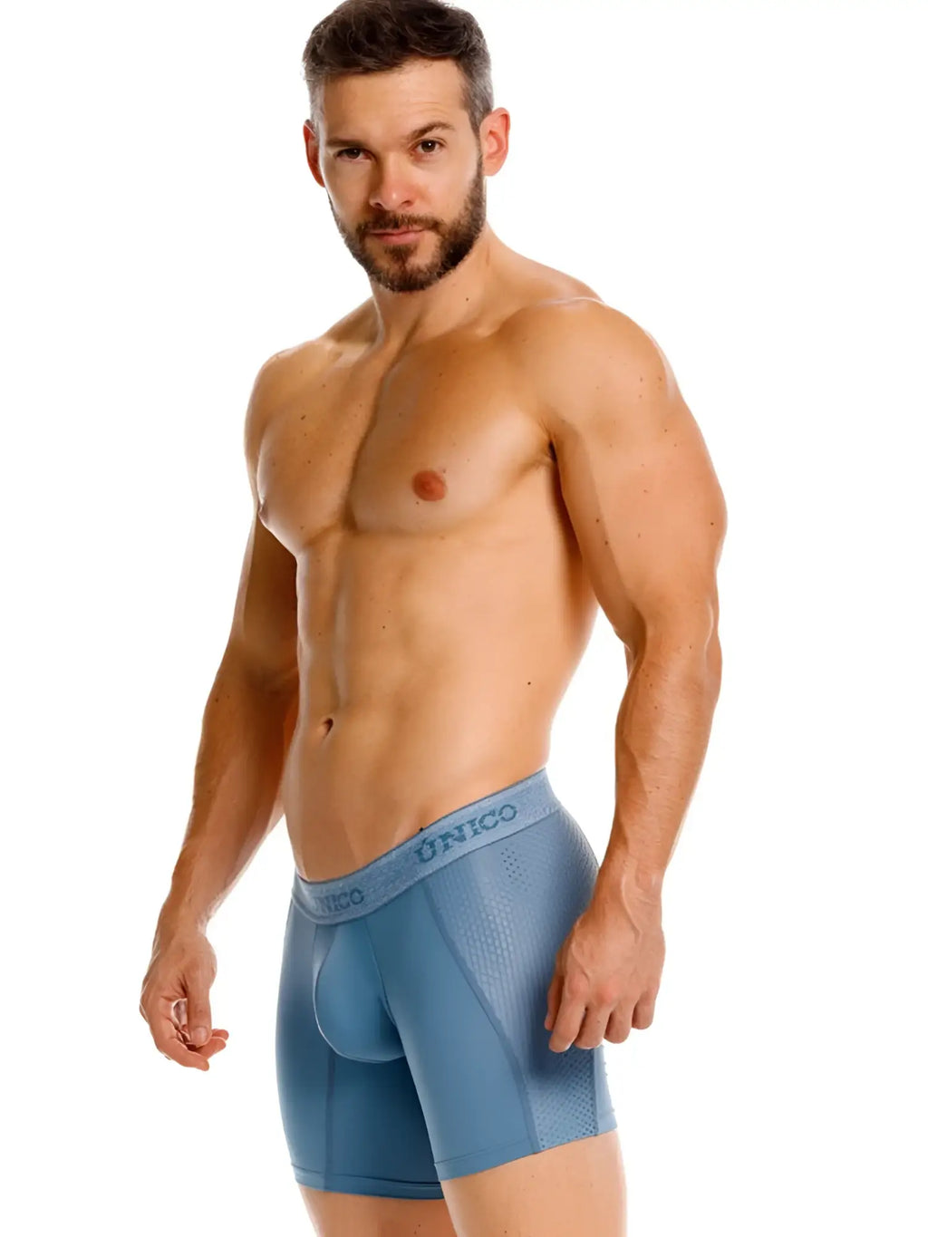 Blue unico 26040100227 classic boxer briefs with textured form-fitting design for premium comfort and fit