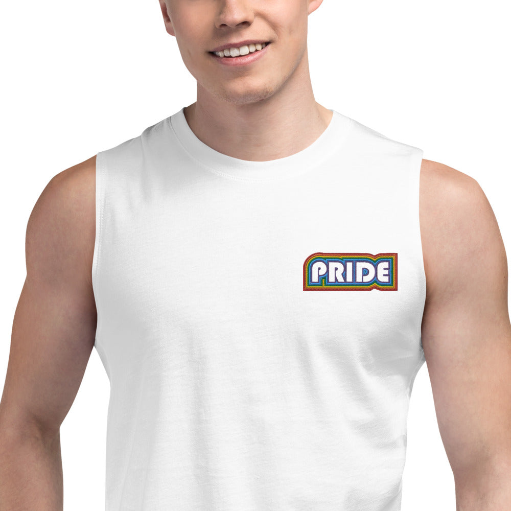 Maris Equi Men's Rainbow Pride Embroidered Muscle Shirt