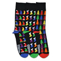Black united oddsocks nick 3 combo christmas socks with colorful santa hats stockings trees and multicolored toe caps size 7-12