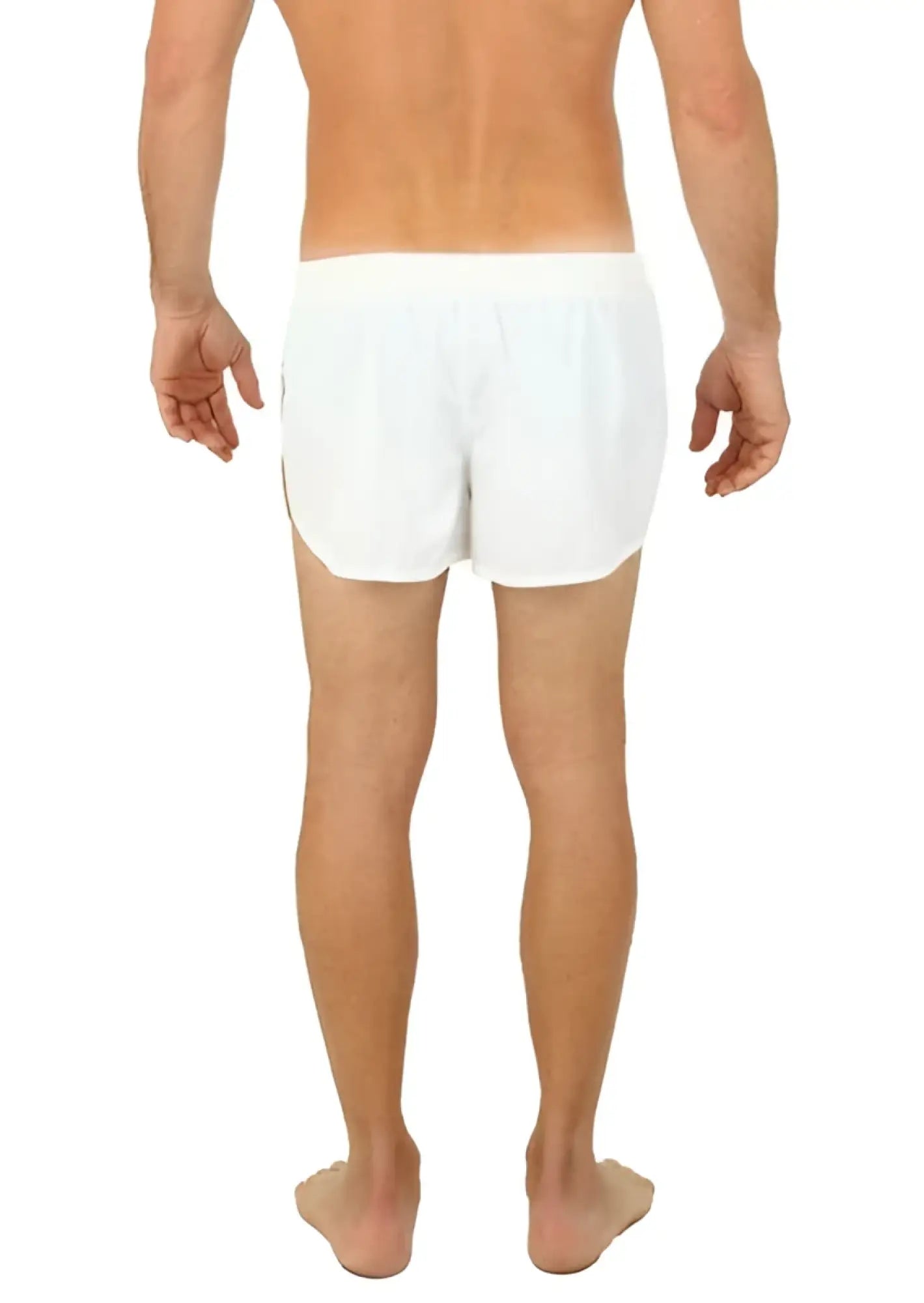 White cotton UZZI running shorts with a simple clean design ideal for athletic and casual wear